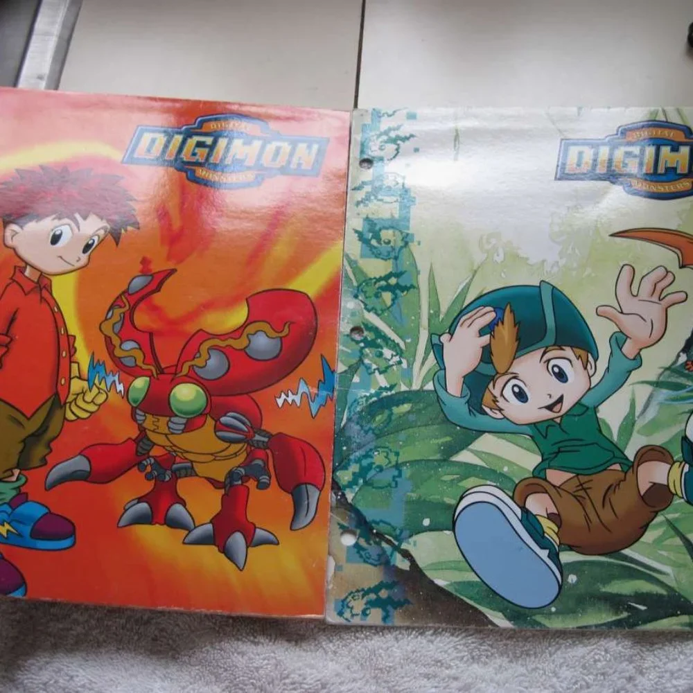 2 Digimon 3 Hole Folders Japanese Animation Anime School Digital Monsters 1999